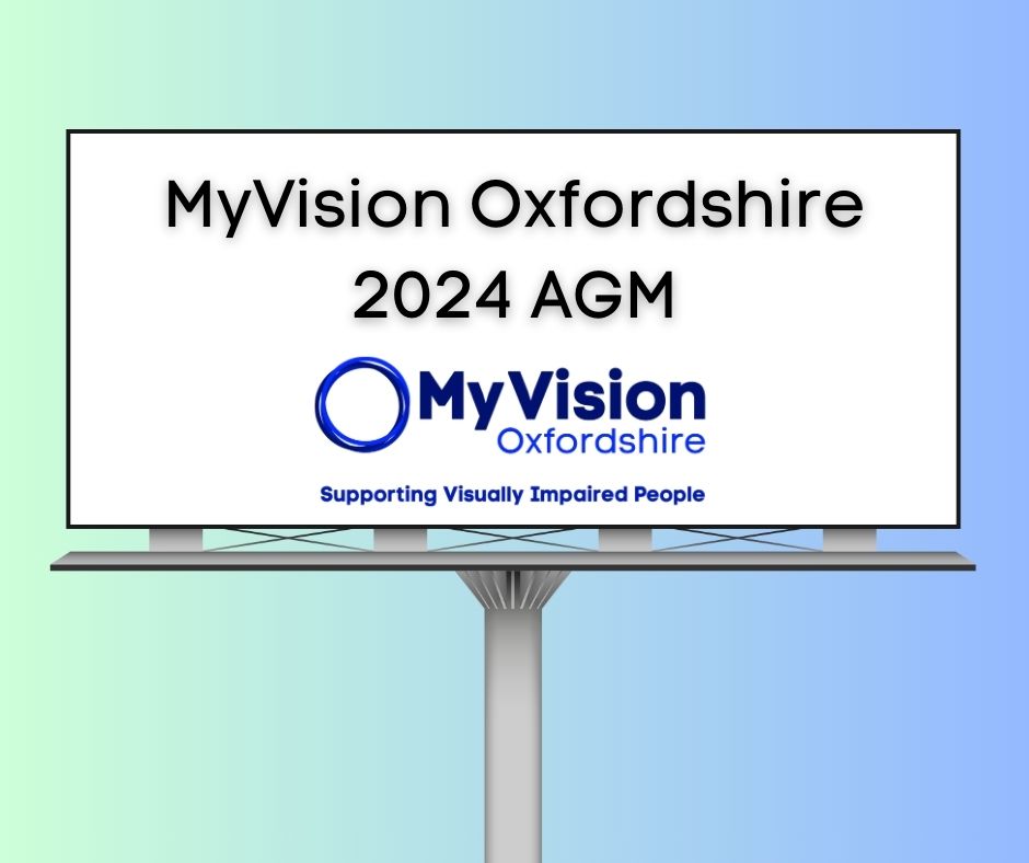 A graphic of a billboard that says 'MyVision Oxfordshire 2024 AGM.'