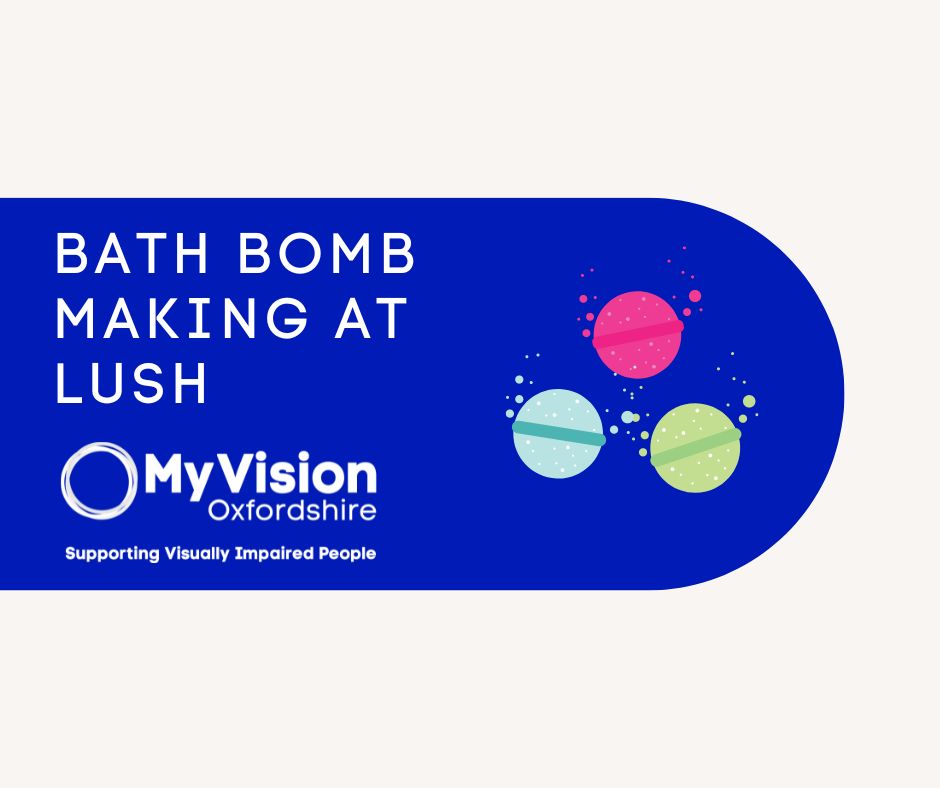 Poster that says, 'bath bomb making at lush.' There is an image of bath bombs on the right