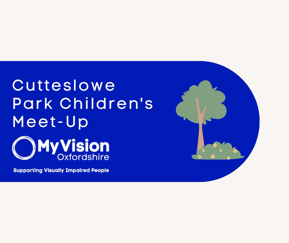 Poster that says, 'Cutteslowe park Children's Meet-Up.' There is a graphic of a park tree on the right.