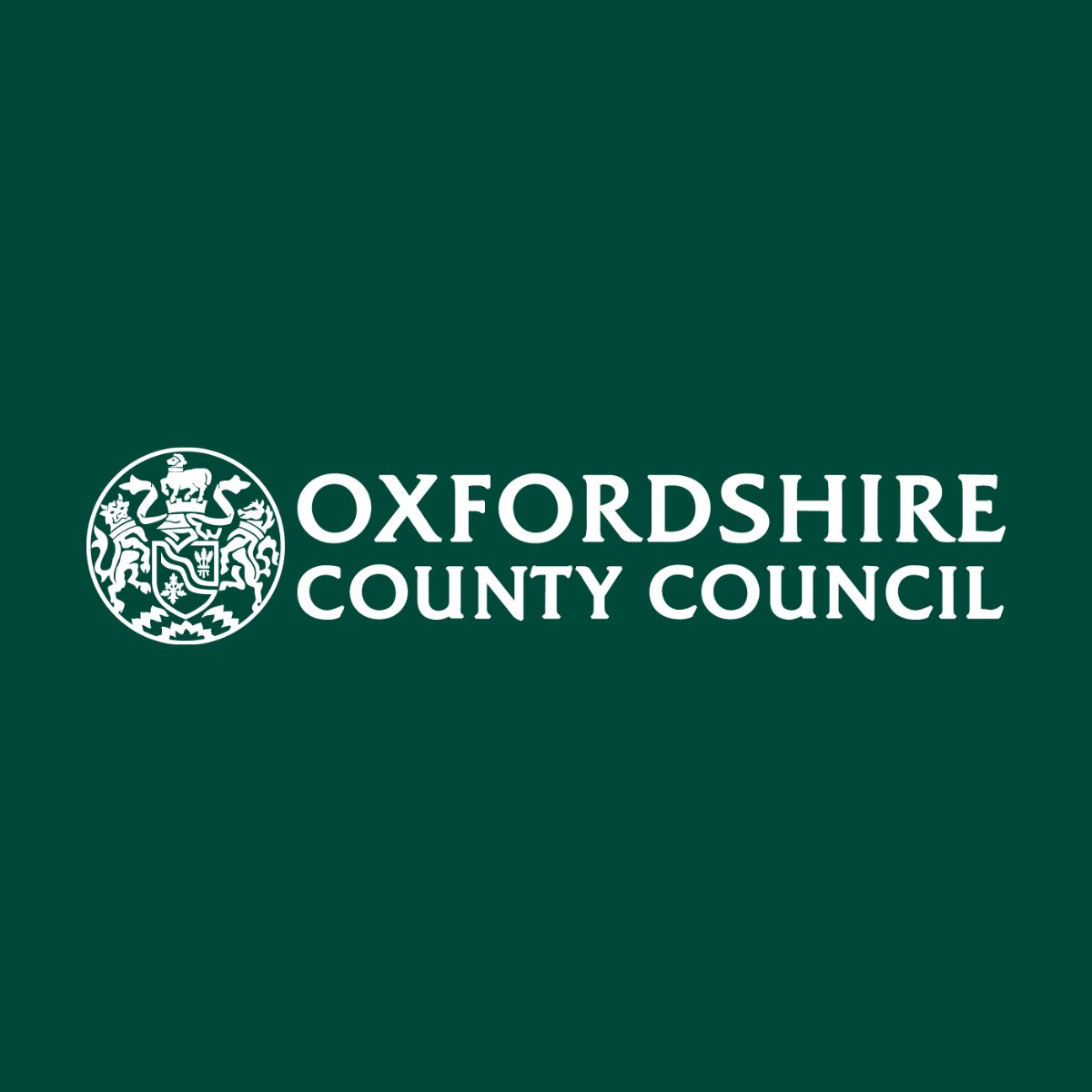 A green image with the Oxford county Council logo and the words "Oxfordshire county council" in the middle.