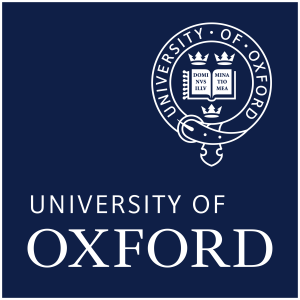 A blue image with the University of oxford logo in the top right and the words "University of Oxford" in the bottom left.