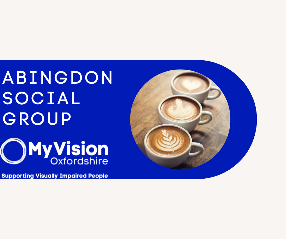 Text that reads 'Abingdon Social Group' with a photo of three lattes beside it