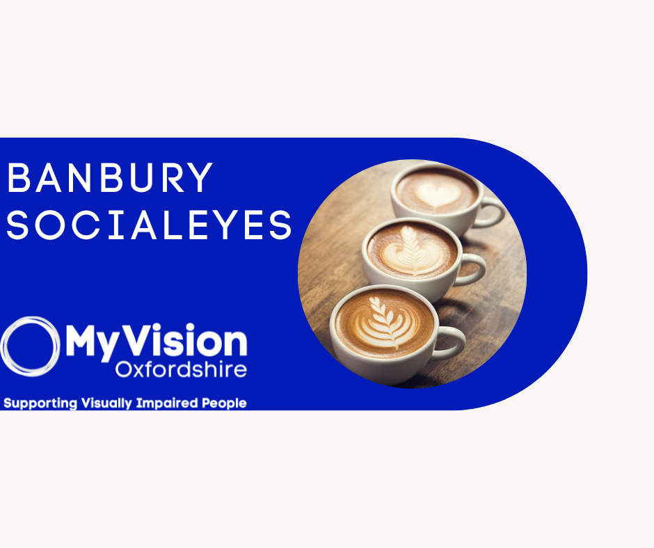 Text that reads 'Banbury SocialEyes' with a photo of three lattes beside it