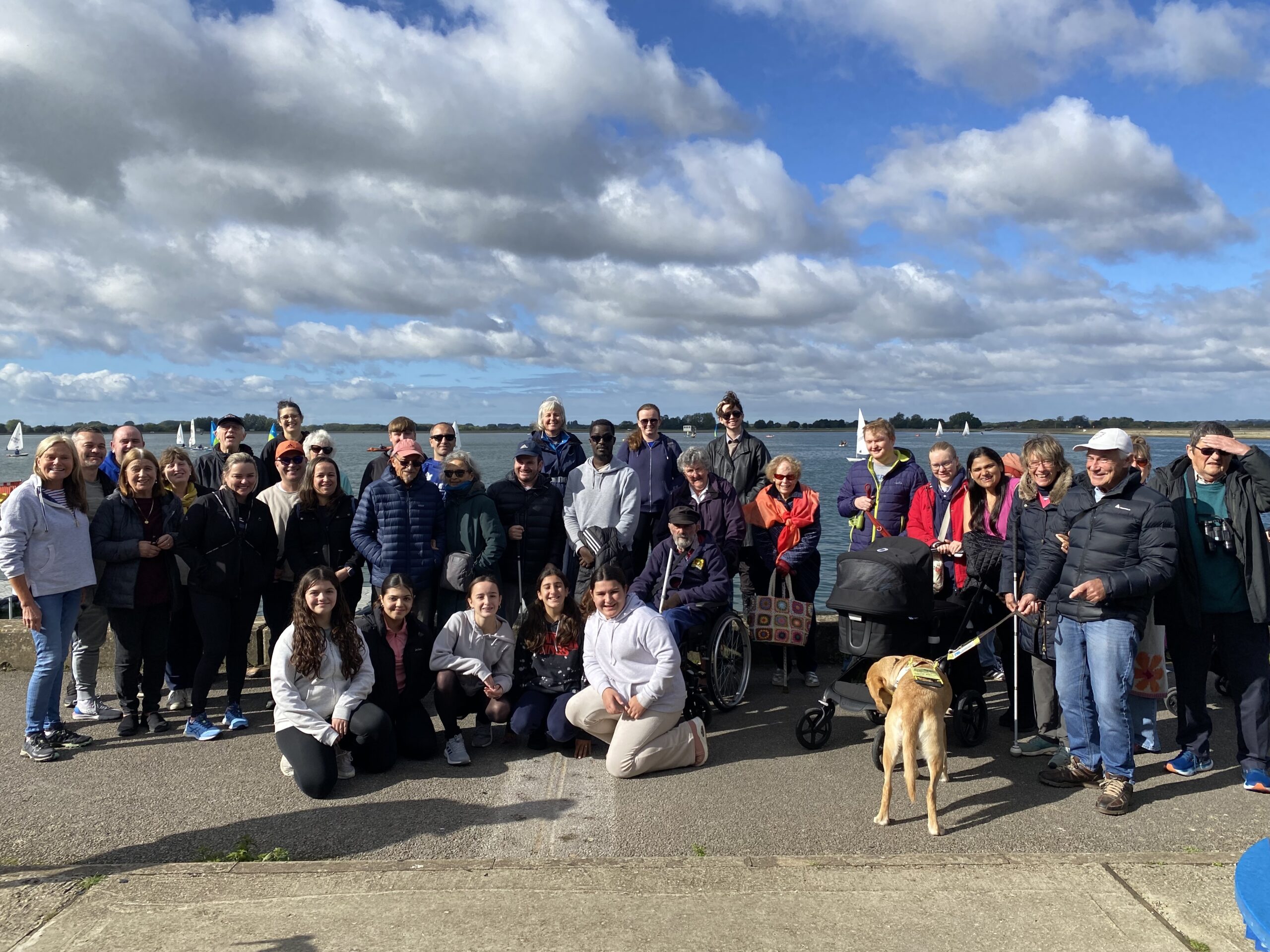 a group photo at the Farmoor reservoir