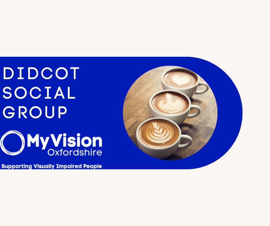 'Didcot Social Group' with an aerial photo of three coffees beside the text