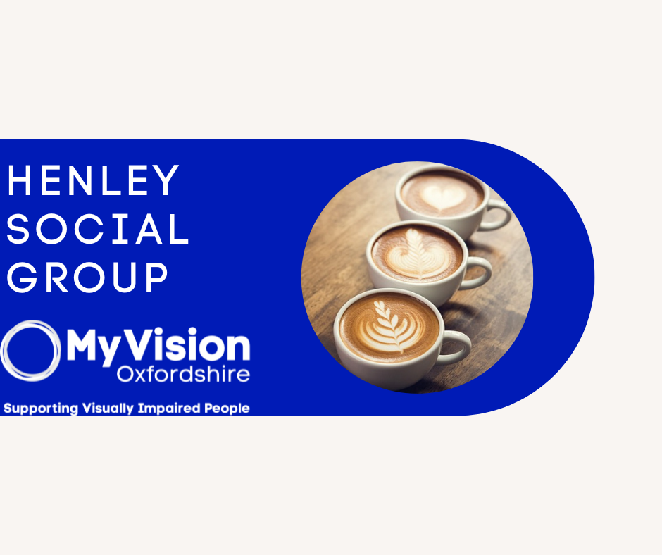 Text that reads 'Henley Social Group' with a photo of three lattes beside it