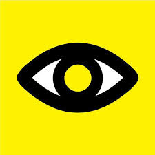 A yellow image with a black eye in the middle