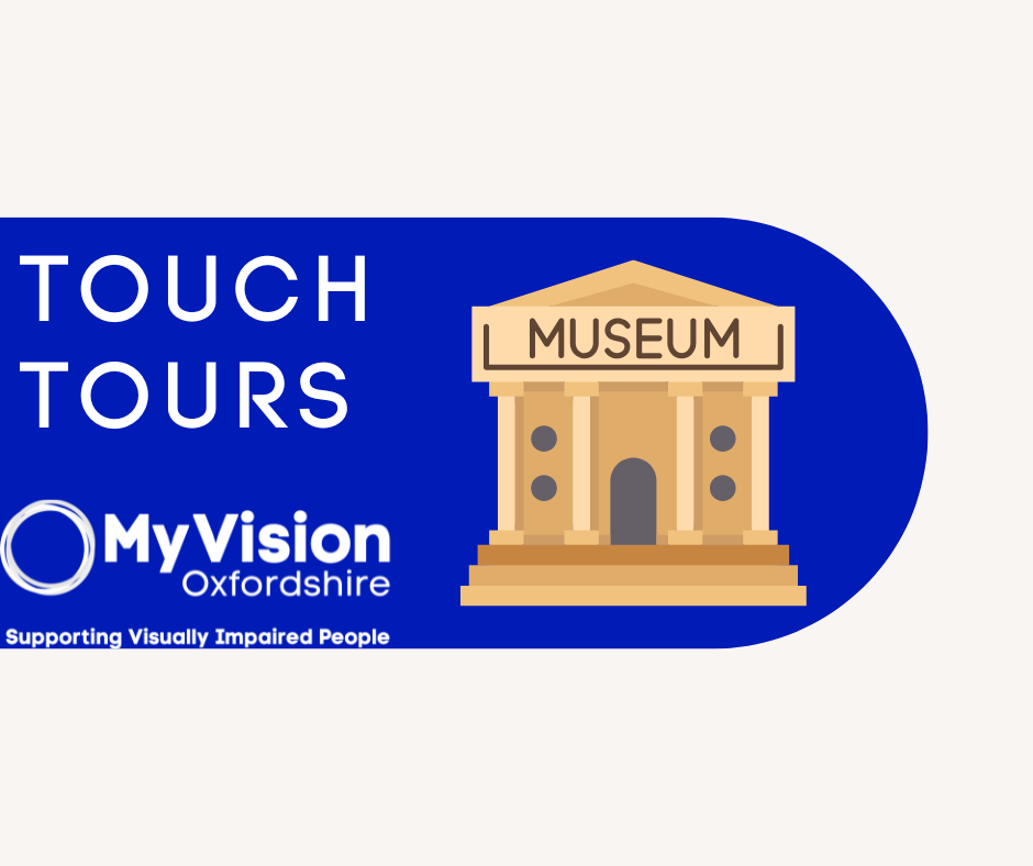 Text that reads 'Touch tours' with an image of a Museum beside it