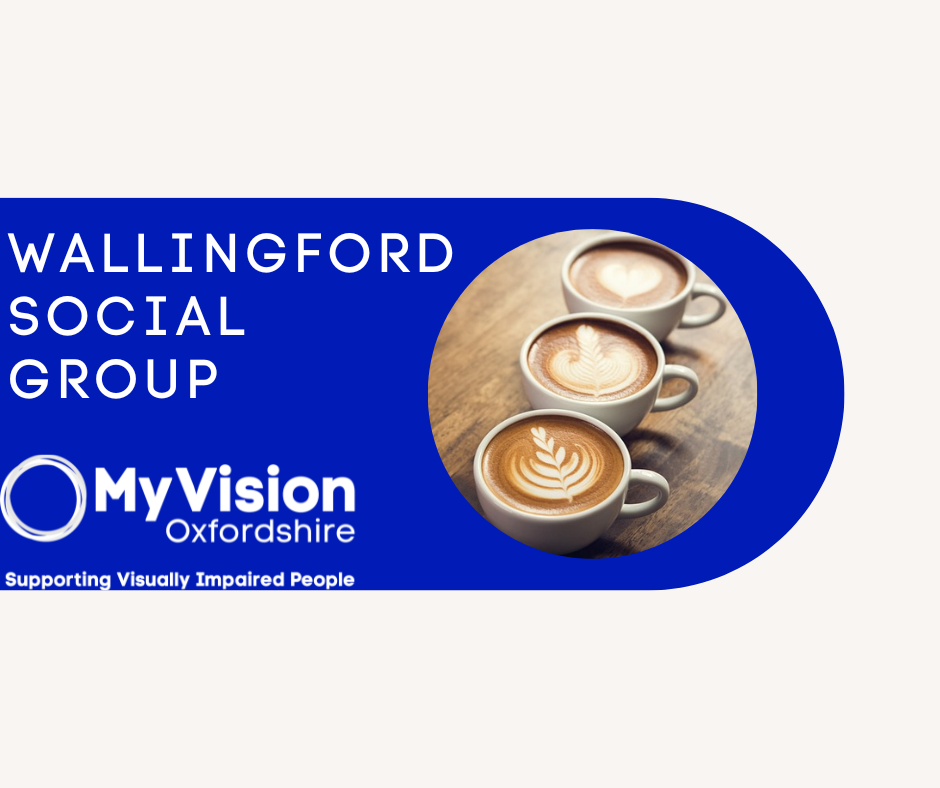 Text that reads 'Wallingford Social Group' with a photo of three lattes beside it