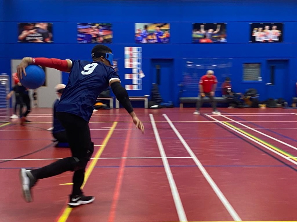 Devante playing Goalball for Winchester