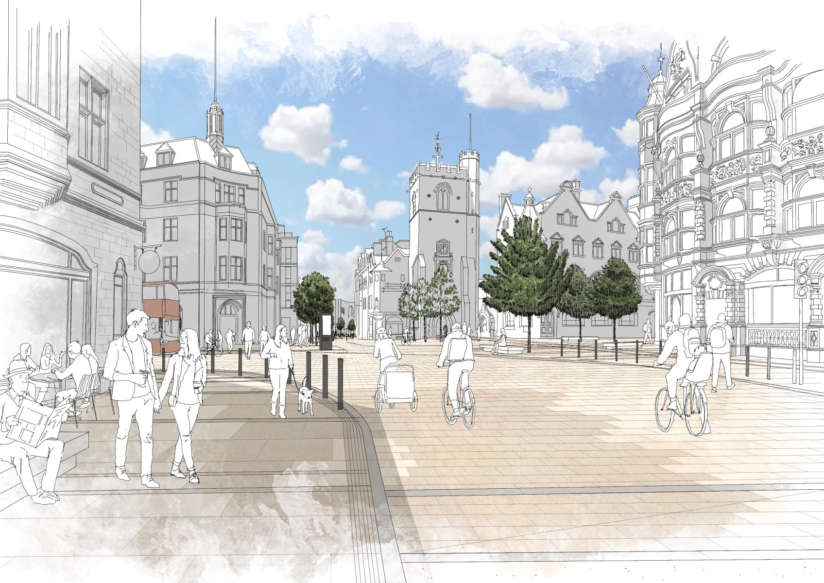 Artistic image of plans for Carfax square Oxford development