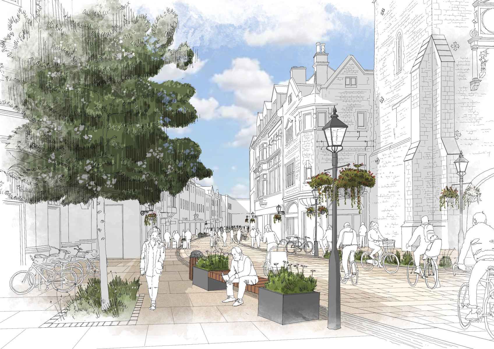 Artistic image of plans for Queen’s street Oxford development